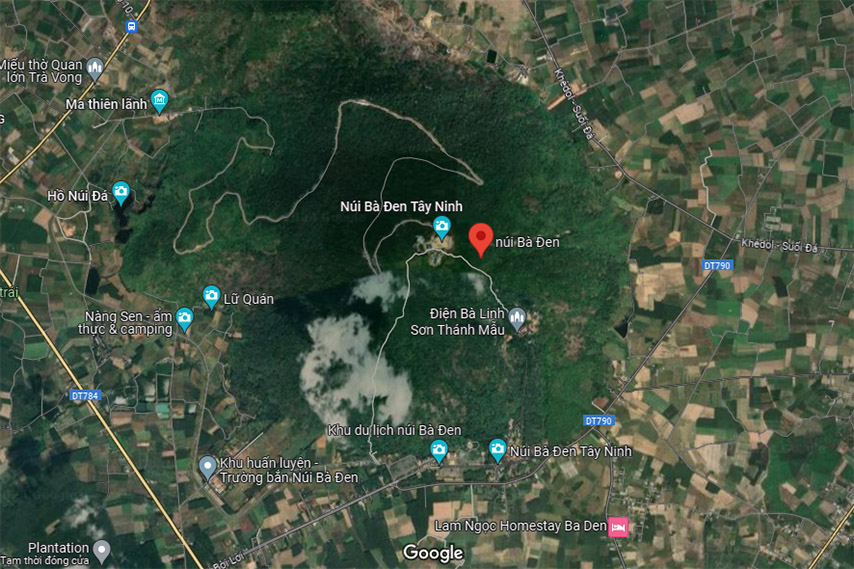 Núi Bà Đen khi nhìn trên bản đồ